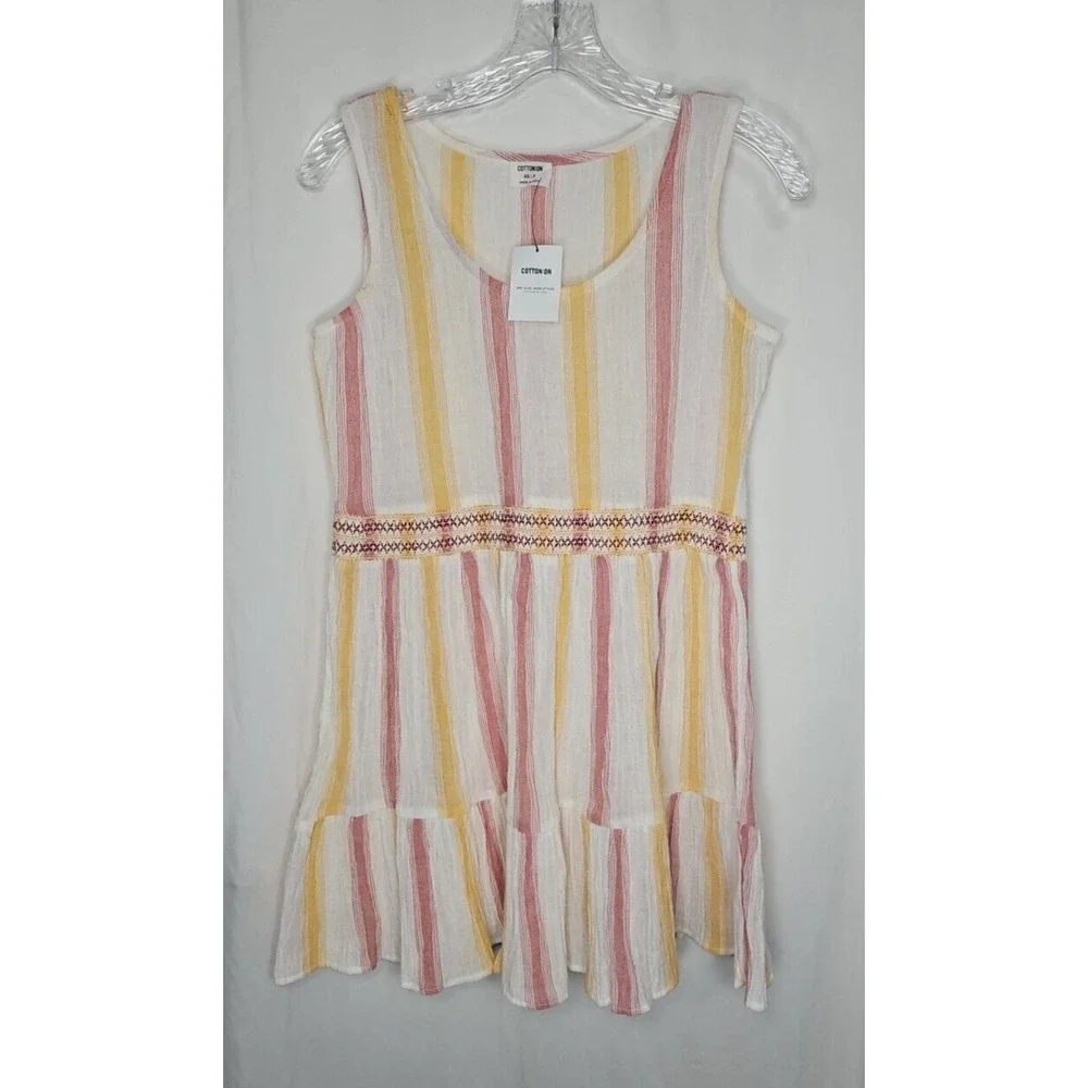 Cotton On‎ Womens Striped Sleeveless Tiered Mini Dress Size XS NWT